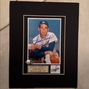 Dodgers legend Sandy Koufax autographed photo matted